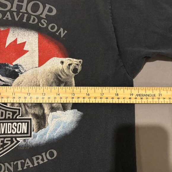 Harley Davidson T Shirt Medium Black Y2K Biker Grunge Wolf Bear Ontario - Picture 7 of 7